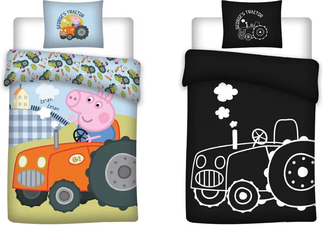 Peppa Pig Baby Dekbedovertrek Brum Brum - Glow in the Dark - 100 x 135 cm + 40 x 60 cm