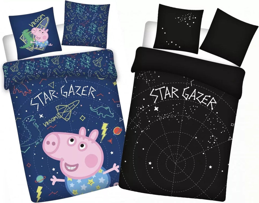 Peppa Pig Baby Dekbedovertrek Stargazer - Glow in the Dark - 100 x 135 cm + 40 x 60 cm