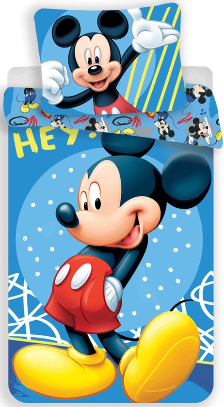 Mickey, Hey! - Dekbedovertrek - Eenpersoons - 140 x 200 cm - Katoen