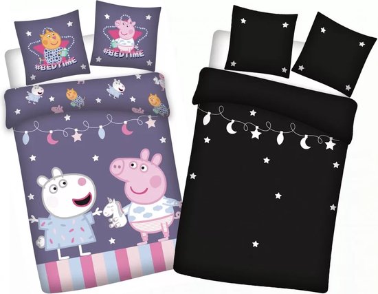 Peppa Pig Baby Dekbedovertrek BedTime - Glow in the Dark - 100 x 135 cm + 40 x 60 cm