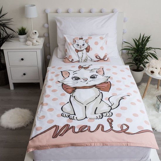 Disney Marie Cat Baby Dekbedovertrek Gestippeld - 100 x 135 cm + 40 x 60 cm