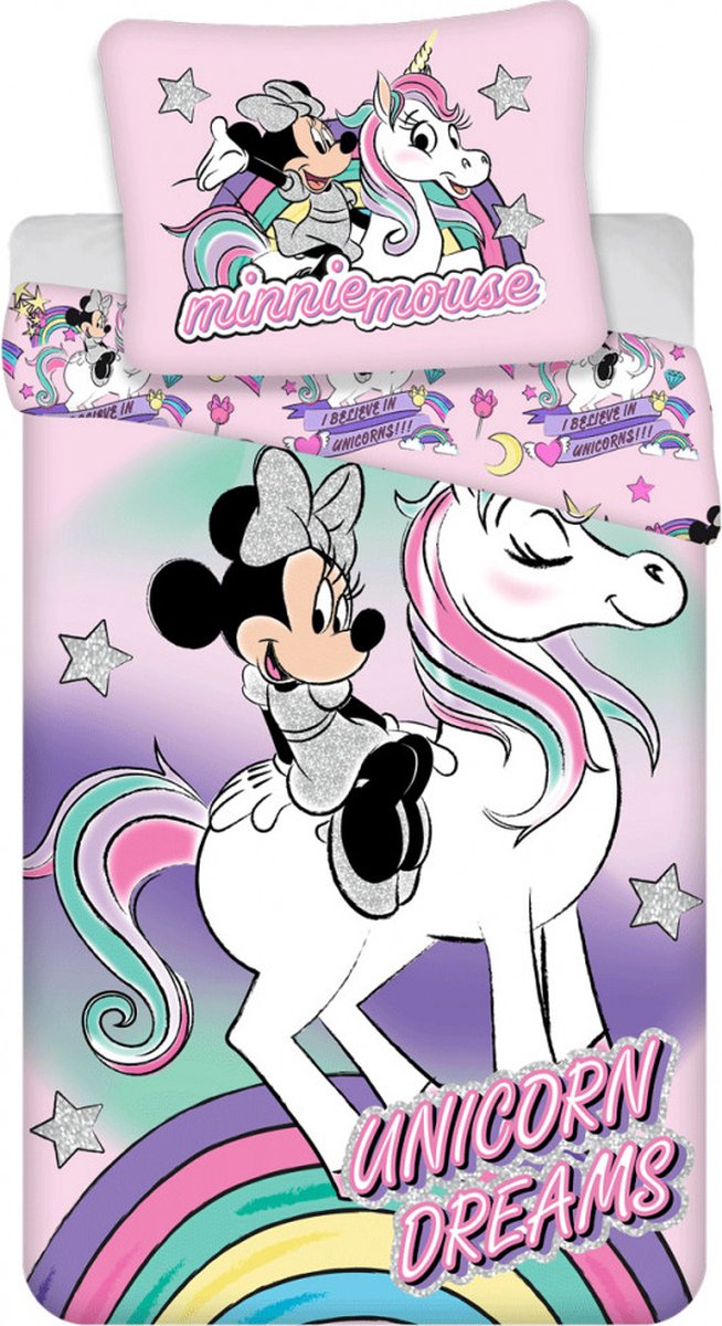 Minnie Mouse, Unicorn Dreams - Dekbedovertrek - Eenpersoons - 140 x 200 cm - Katoen