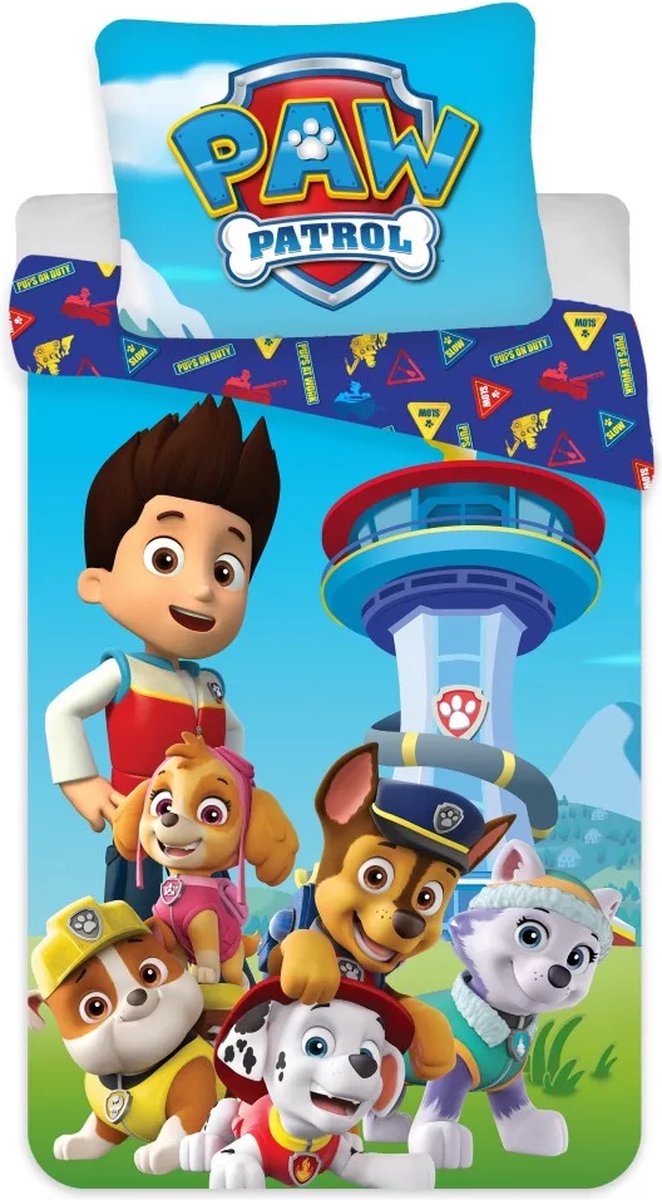 Paw Patrol Baby Dekbedovertrek met alle Figuren - 100 x 135 cm + 40 x 60 cm