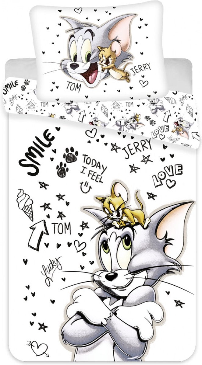 Tom en Jerry, Smile Today I Feel - Dekbedovertrek - Eenpersoons - 140 x 200 cm - Katoen