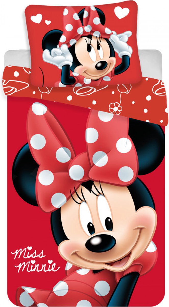 Minnie Mouse, Miss Minnie - Dekbedovertrek - Eenpersoons - 140 x 200 cm - Polyester